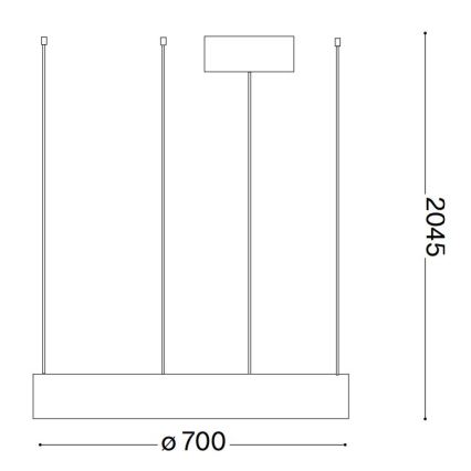 Ideal Lux - LED Luster na sajli ORACLE LED/35W/230V 3000K pr. 70 cm CRI 90 crna