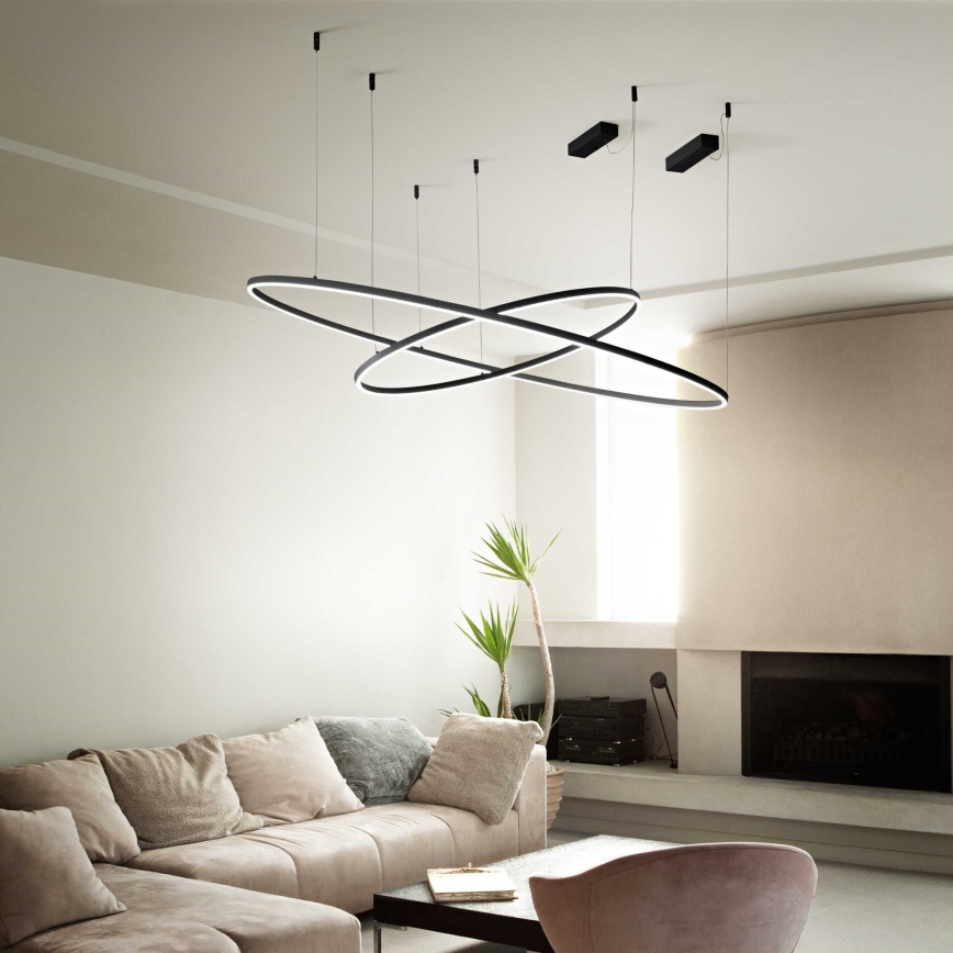 Ideal Lux - LED Luster na sajli ORACLE LED/89W/230V 3000K pr. 150 cm crna