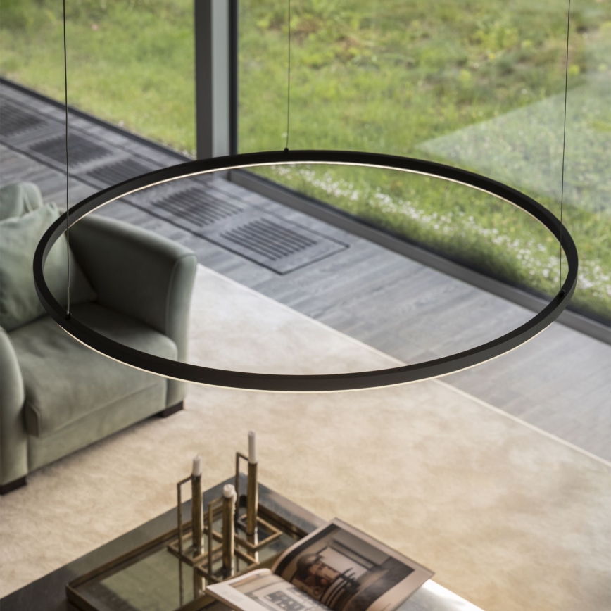 Ideal Lux - LED luster na sajli ORACLE SLIM LED/29W/230V 3000K CRI 90 Ø 50 cm crna