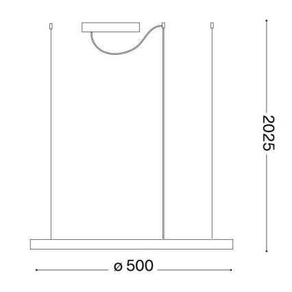 Ideal Lux - LED luster na sajli ORACLE SLIM LED/29W/230V 3000K CRI 90 Ø 50 cm crna