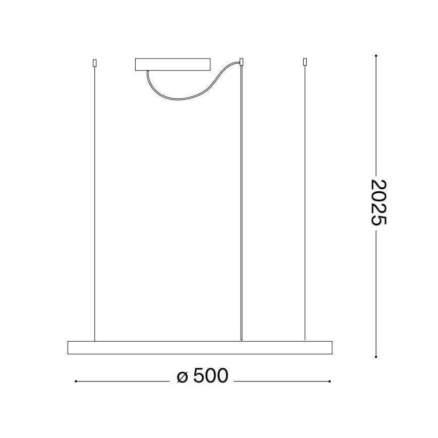 Ideal Lux - LED luster na sajli ORACLE SLIM LED/29W/230V 3000K CRI 90 Ø 50 cm crna