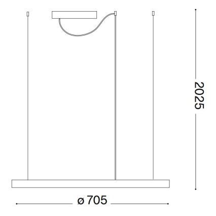 Ideal Lux - LED luster na sajli ORACLE SLIM LED/37W/230V 2700K CRI 90 prom. 70 cm bijela
