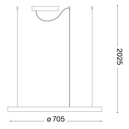 Ideal Lux - LED luster na sajli ORACLE SLIM LED/37W/230V 3000K CRI 90, promjer 70 cm, zlatna