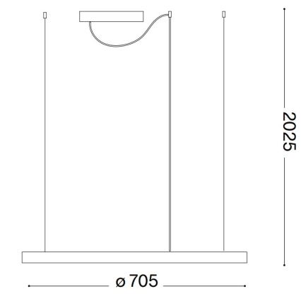 Ideal Lux - LED luster na sajli ORACLE SLIM LED/37W/230V 4000K CRI 90 Ø 70 cm bijela