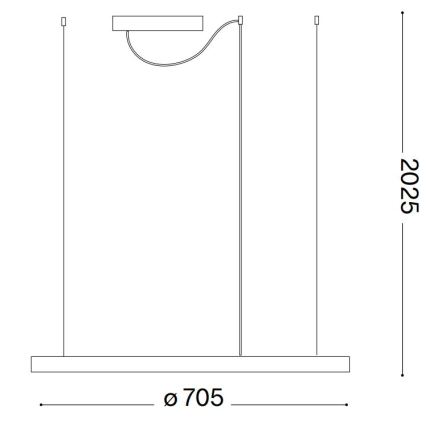 Ideal Lux - LED luster na sajli ORACLE SLIM LED/37W/230V 4000K CRI 90 Ø 70 cm bijela