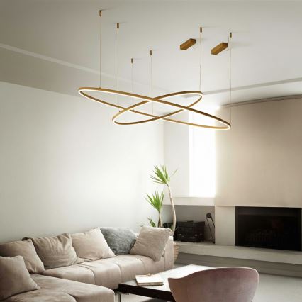 Ideal Lux - LED luster na sajli ORACLE SLIM LED/37W/230V 3000K CRI 90 Ø 70 cm zlatna