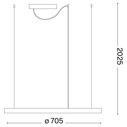 Ideal Lux - LED Luster na sajli ORACLE SLIM LED/38W/230V 3000K pr. 70 cm crna