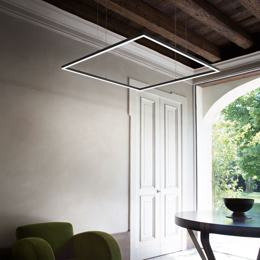 Ideal Lux - LED Luster na sajli ORACLE SLIM LED/41W/230V 3000K 70x70 cm crna