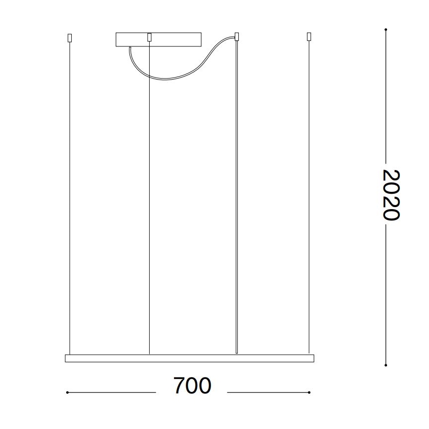 Ideal Lux - LED luster na sajli ORACLE SLIM LED/44W/230V 3000K CRI 90 70x70 cm crna
