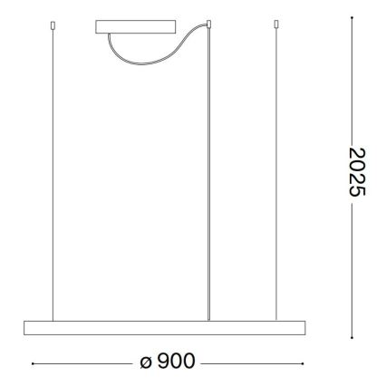 Ideal Lux - LED Luster na sajli ORACLE SLIM LED/53W/230V 2700K pr. 90 cm crna