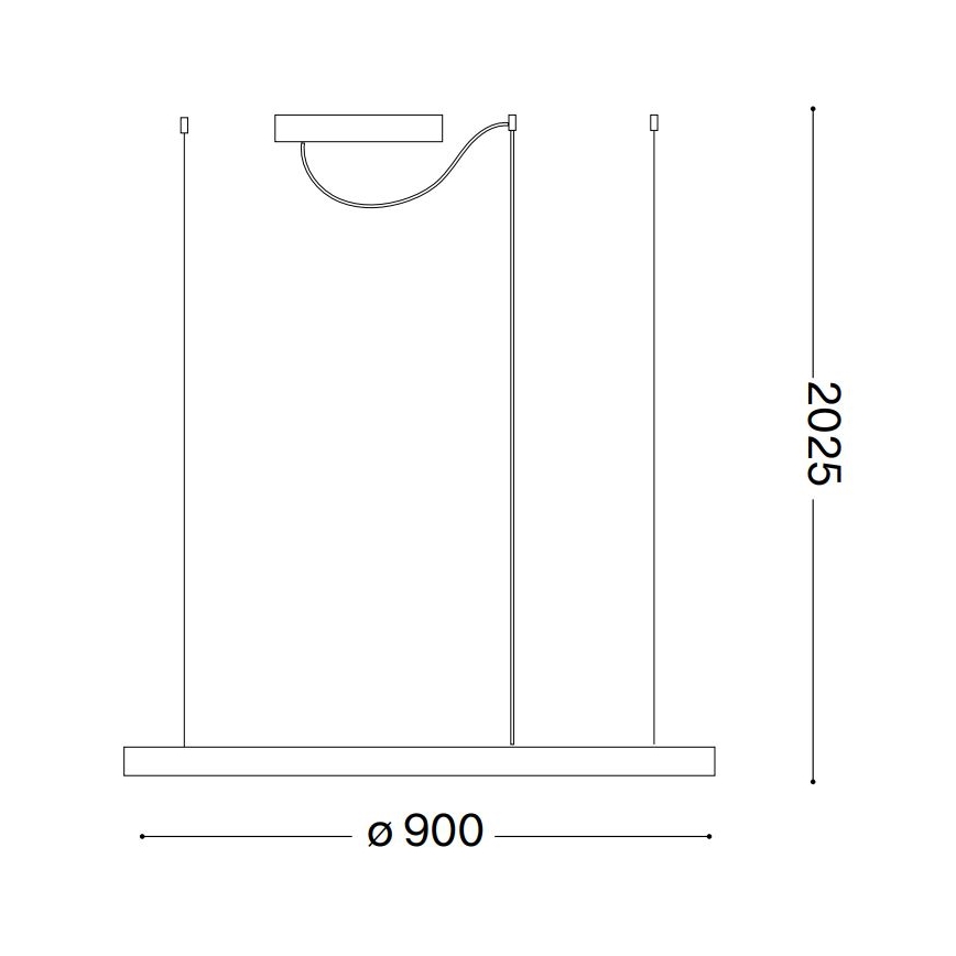 Ideal Lux - LED Luster na sajli ORACLE SLIM LED/53W/230V 2700K pr. 90 cm crna