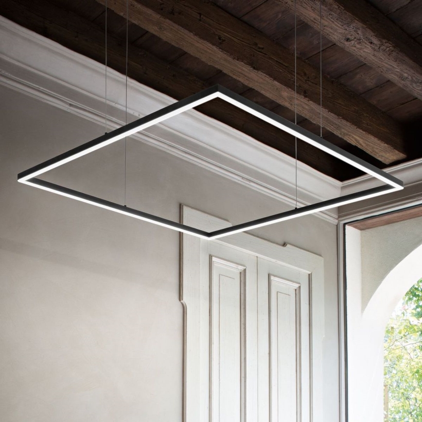 Ideal Lux - LED luster na sajli ORACLE SLIM LED/53W/230V 3000K CRI 90 90x90 cm crna