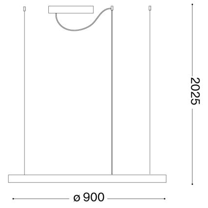Ideal Lux - LED luster na sajli ORACLE SLIM LED/53W/230V 3000K CRI 90 Ø 90 cm zlatna