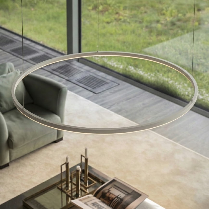 Ideal Lux - prigušljiv LED luster na sajli ORACLE SLIM LED/77W/230V 3000K CRI 90, promjer 150 cm, bijela