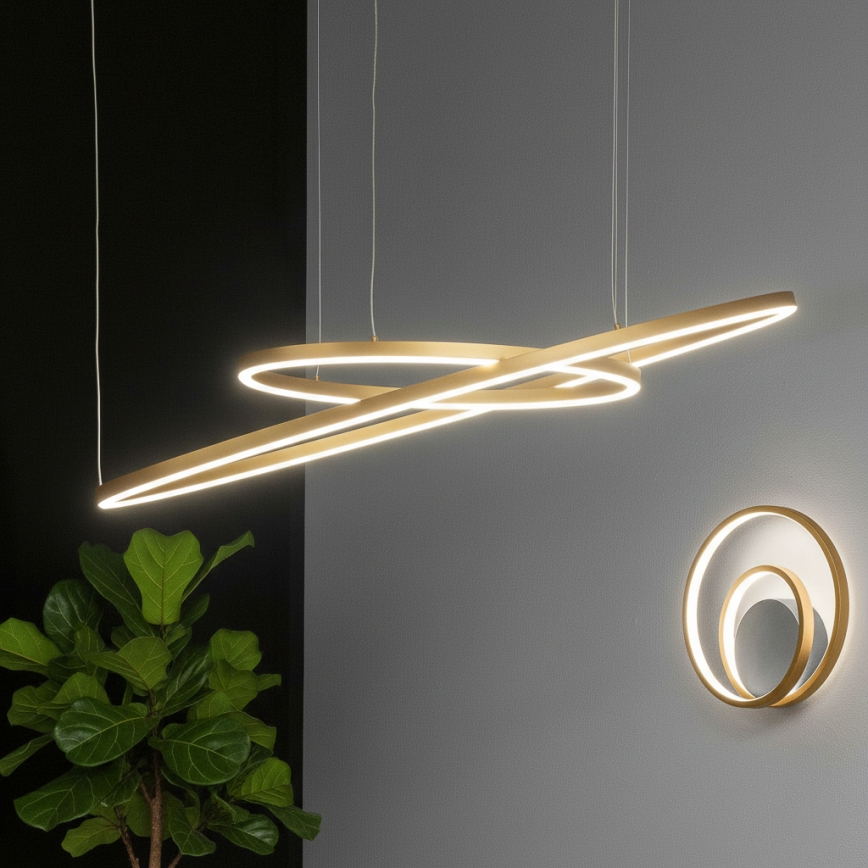 Ideal Lux - LED luster na sajli ORACLE SLIM LED/81W/230V 3000K CRI 90, promjer 150 cm, zlatni