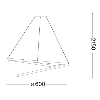 Ideal Lux - LED Luster na sajli OZ LED/47W/230V pr. 60 cm CRI 90 crna