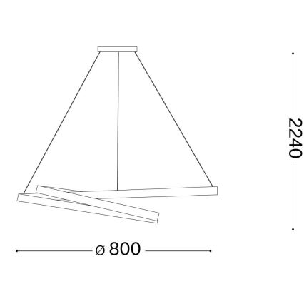 Ideal Lux - LED Luster na sajli OZ LED/52W/230V pr. 80 cm CRI 90 crna