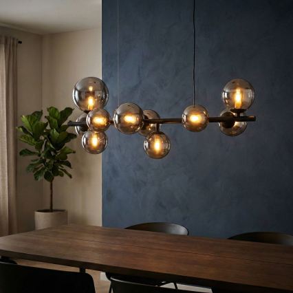 Ideal Lux - LED Luster na sajli PERLAGE 10xG9/3W/230V 81 cm crna/dimna