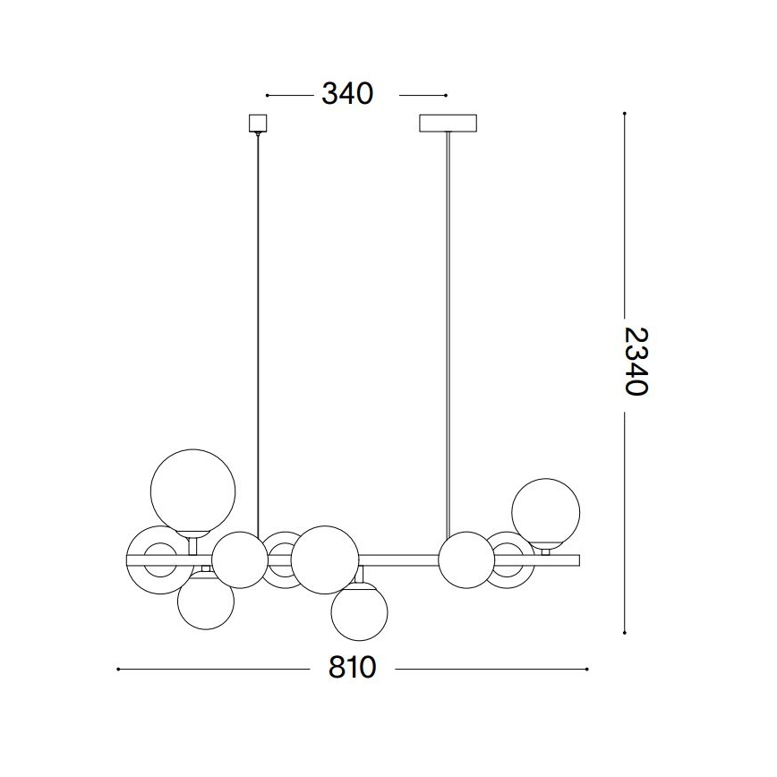 Ideal Lux - LED Luster na sajli PERLAGE 10xG9/3W/230V 81 cm crna/dimna