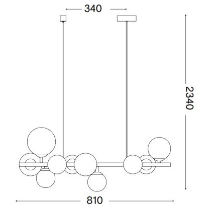 Ideal Lux - LED Luster na sajli PERLAGE 10xG9/3W/230V 81 cm crna/dimna