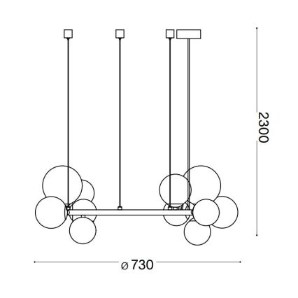 Ideal Lux - LED Luster na sajli PERLAGE 11xG9/3W/230V pr. 73 cm crna/dimna