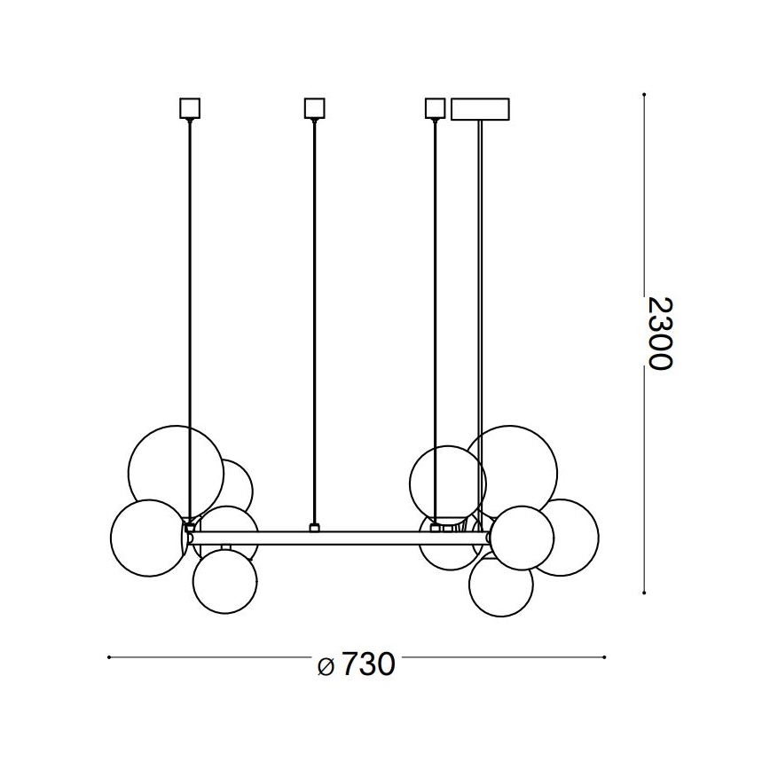 Ideal Lux - LED Luster na sajli PERLAGE 11xG9/3W/230V pr. 73 cm crna/dimna