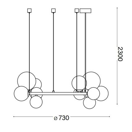 Ideal Lux - LED Luster na sajli PERLAGE 11xG9/3W/230V pr. 73 cm zlatna/dimna