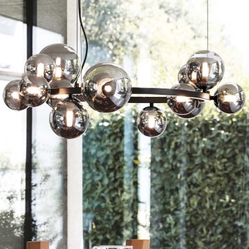 Ideal Lux - LED Luster na sajli PERLAGE 14xG9/3W/230V pr. 85 cm crna/dimna