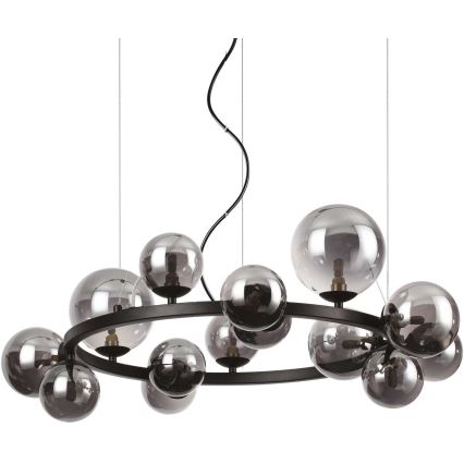 Ideal Lux - LED Luster na sajli PERLAGE 14xG9/3W/230V pr. 85 cm crna/dimna