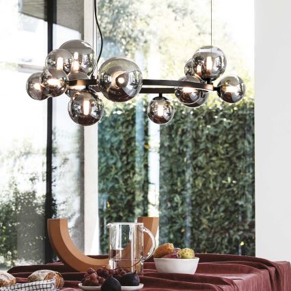 Ideal Lux - LED Luster na sajli PERLAGE 14xG9/3W/230V pr. 85 cm crna/dimna