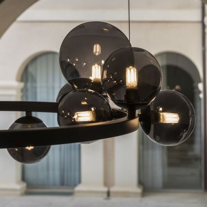 Ideal Lux - LED Luster na sajli PERLAGE 14xG9/3W/230V pr. 85 cm crna/dimna