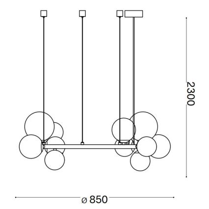 Ideal Lux - LED Luster na sajli PERLAGE 14xG9/3W/230V pr. 85 cm crna/dimna