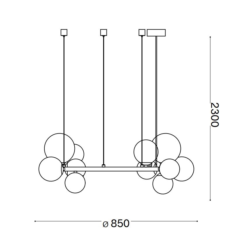 Ideal Lux - LED Luster na sajli PERLAGE 14xG9/3W/230V pr. 85 cm crna/dimna