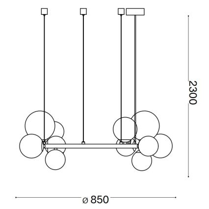 Ideal Lux - LED Luster na sajli PERLAGE 14xG9/3W/230V pr. 85 cm zlatna/bijela