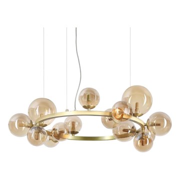Ideal Lux - LED Luster na sajli PERLAGE 14xG9/3W/230V pr. 85 cm zlatna/dimna