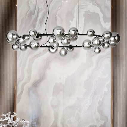 Ideal Lux - LED luster na sajli PERLAGE 30xG9/3W/230V 143 cm crna/zadimljena crna