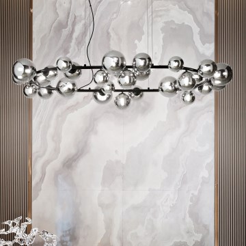 Ideal Lux - LED Luster na sajli PERLAGE 30xG9/3W/230V 143 cm crna/dimna
