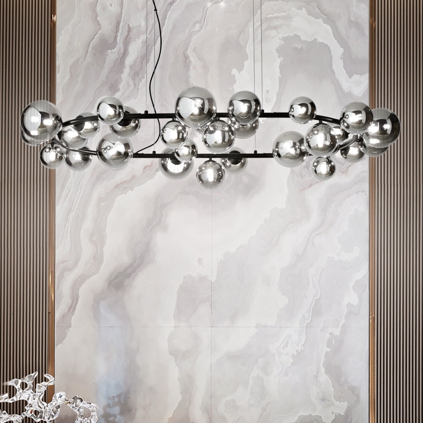 Ideal Lux - LED Luster na sajli PERLAGE 30xG9/3W/230V 143 cm crna/dimna