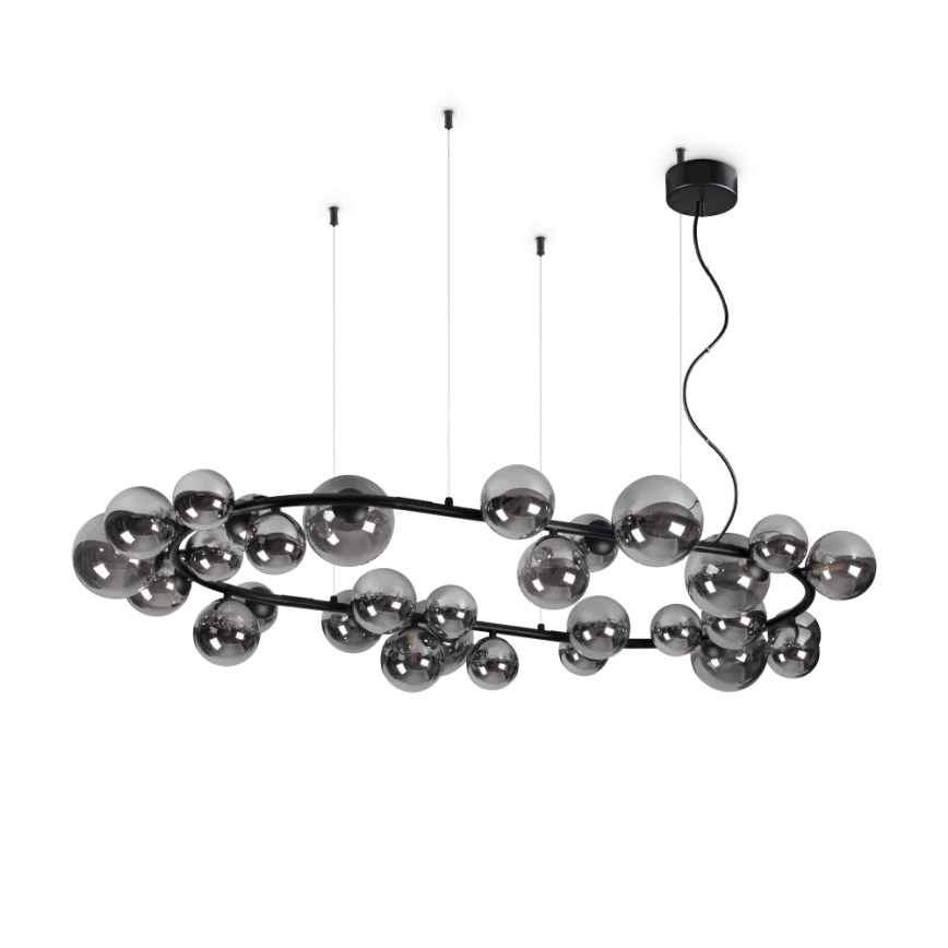Ideal Lux - LED Luster na sajli PERLAGE 30xG9/3W/230V 143 cm crna/dimna
