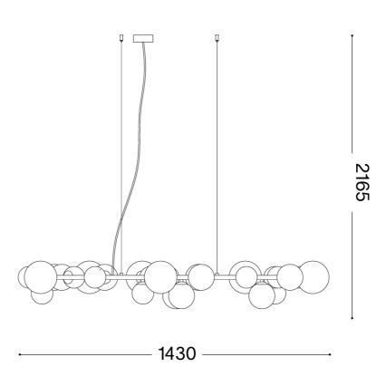 Ideal Lux - LED luster na sajli PERLAGE 30xG9/3W/230V 143 cm zlatna/bijela