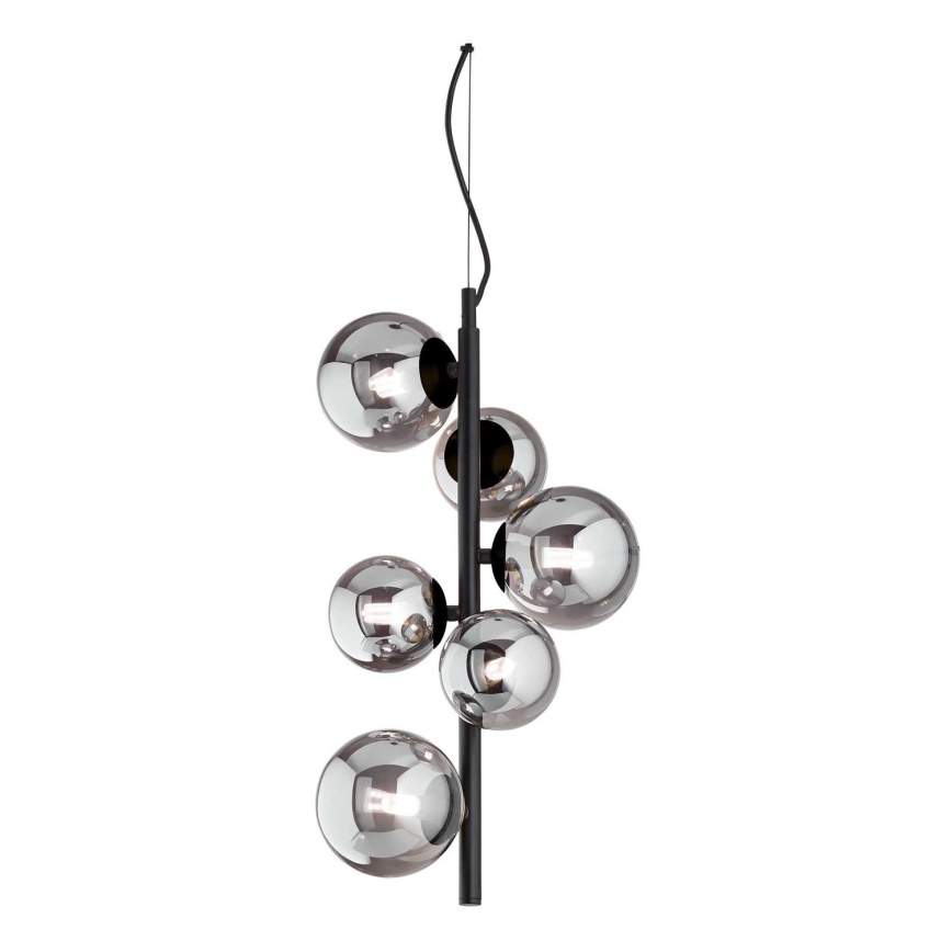 Ideal Lux - LED Luster na sajli PERLAGE 6xG9/3W/230V pr. 26 cm crna/dimna