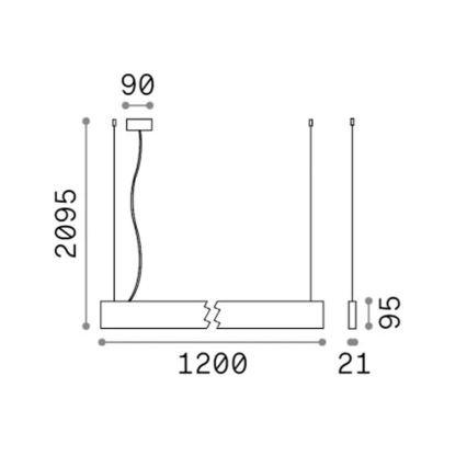 Ideal Lux - LED luster na sajli STEEL LED/29W/230V 3000K CRI 90 120 cm crni