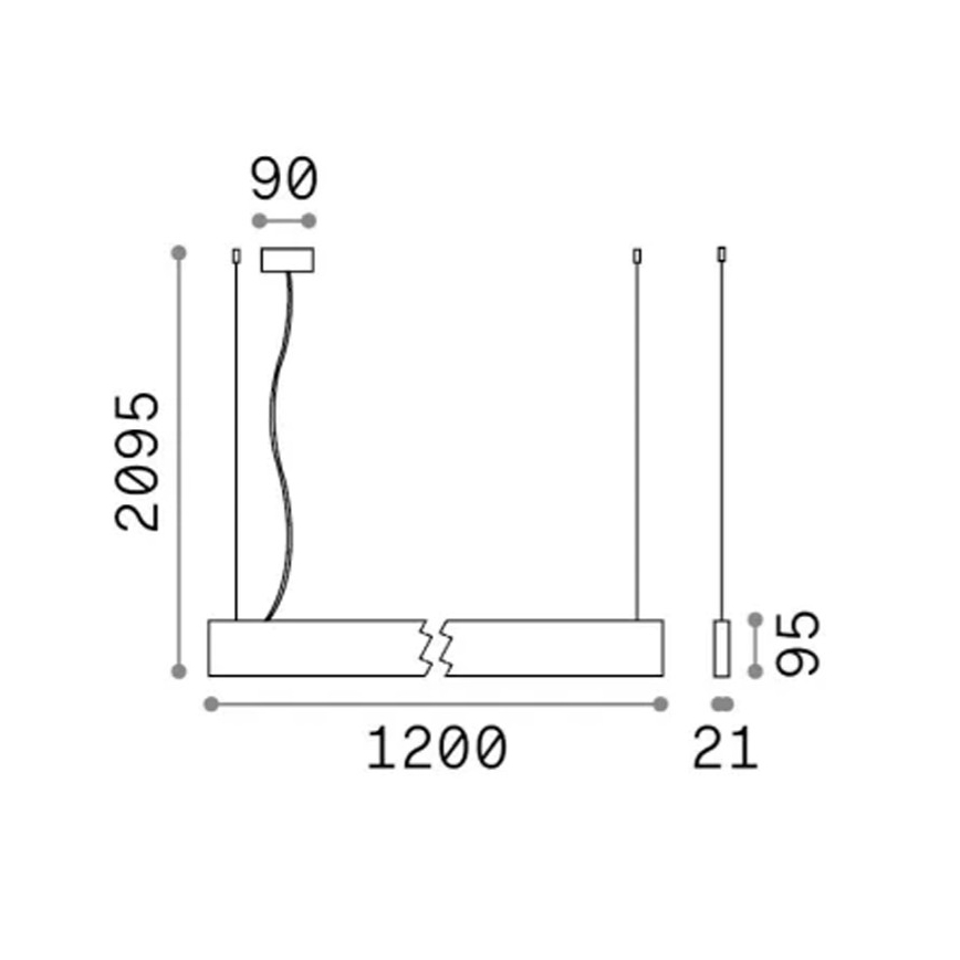Ideal Lux - LED luster na sajli STEEL LED/29W/230V 3000K CRI 90 120 cm crni