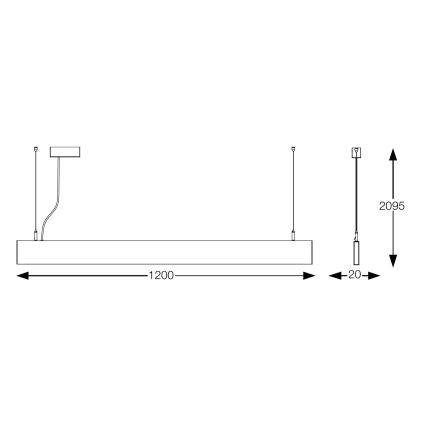 Ideal Lux - LED luster na sajli STEEL LED/29W/230V 4000K CRI 90 120 cm bijela
