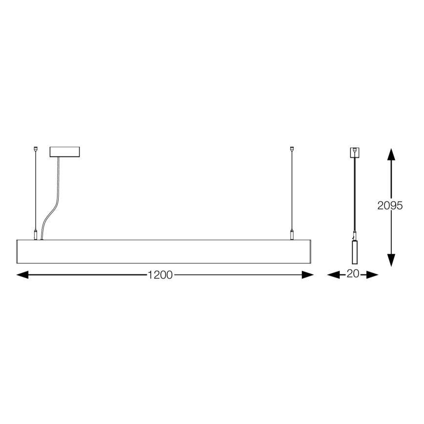 Ideal Lux - LED luster na sajli STEEL LED/29W/230V 4000K CRI 90 120 cm crna