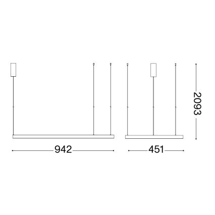 Ideal Lux - LED Luster na sajli WAVES LED/37W/230V CRI 90 crna