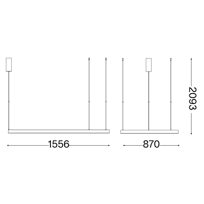 Ideal Lux - LED Luster na sajli WAVES LED/54W/230V CRI 90 crna