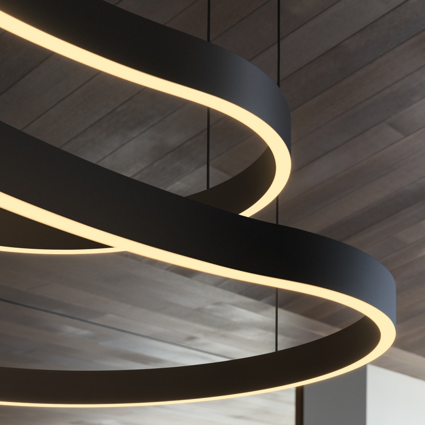 Ideal Lux - LED Luster na sajli WAVES LED/54W/230V CRI 90 crna
