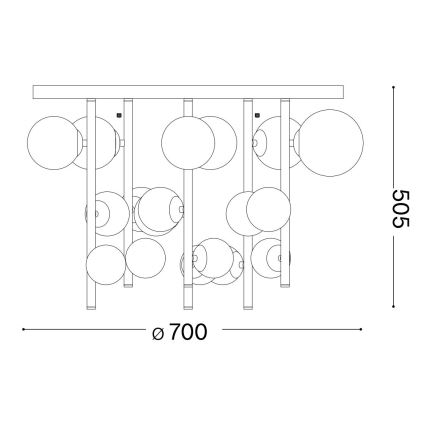 Ideal Lux - LED stropni luster na štapu PERLAGE 18xG9/3W/230V Ø 70 cm crna/zadimljena crna