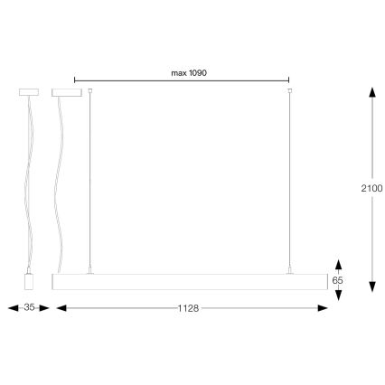 Ideal Lux - LED luster na užetu OFFICE LED/30W/230V 3000K CRI 90 bijela